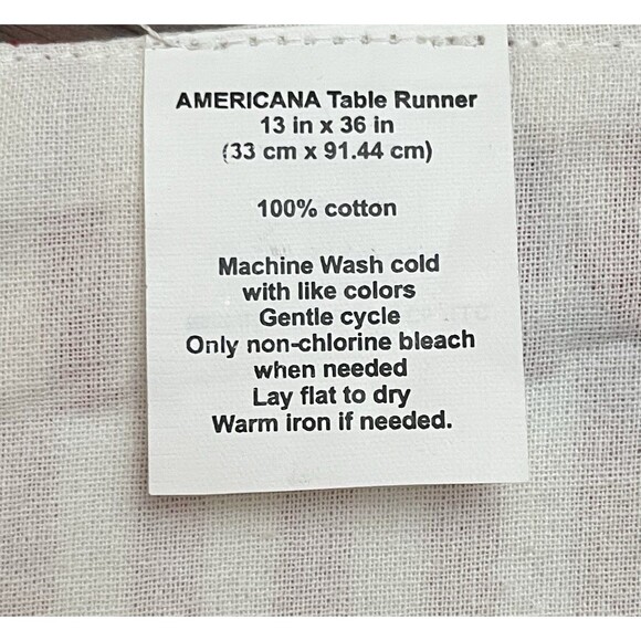 Patriotic Americana Fabric Table Runner Topper Center Piece 36"x13" Cotton - Picture 4 of 4